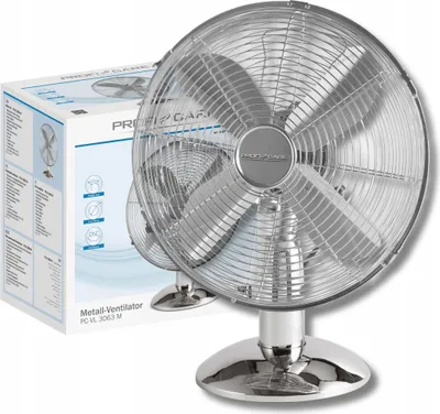 Produktbild von ProfiCare Ventilator mit Schwenkfunktion | leise 3 Stufen | Ø 30 cm | Tischventilator 35W | Fan | Tischventilator sehr leise | PC VL 3063 M chrom