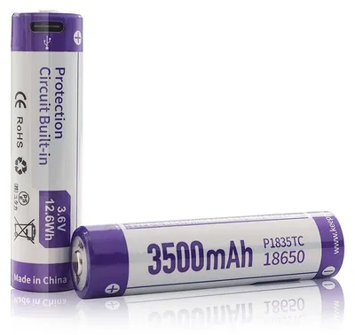 Produktbild von Keeppower 18650 - 3500mAh, Li-Ionen 3,7V - 3,6V - PCB geschützt, mit USB-C Lademöglichkeit P1835TC