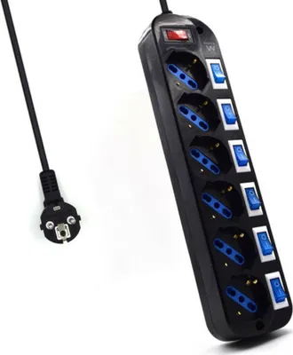 Obrázok produktu pre Ewent EW3851, 6 AC zásuvky/AC zásuviek, Typ F, Typ L, 220 V, 10 A, 3500 W, Čierna