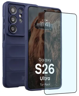 Produktbild von Robuste Handyhülle + gehärtetem Glas für Galaxy S26 Ultra, Bizon Tur Pack, Dunkelblau