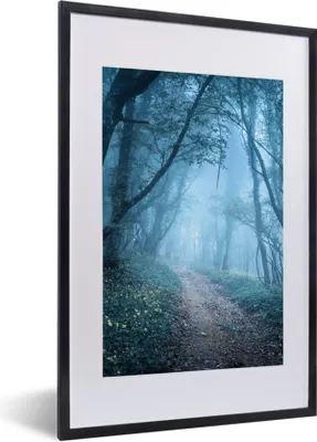 Produktbild von MuchoWow® Gerahmtes Poster Bäume - Natur - Nebel 40x60 cm - Poster mit Schwarzem Bilderrahmen Wandposter Rahmen Foto Bilder - Poster in Rahmen