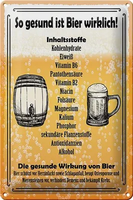 Produktbild von Blechschild Spruch 20x30cm so gesund ist Bier wirklich