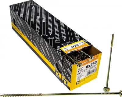 Obrázok produktu pre Tesárske skrutky s tanierovou hlavou TX 6x260 do dreva (100 ks)
