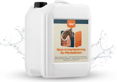 Produktbild von nimo® Wash-In Imprägnierung für Pferdedecken | Pferdedecken Imprägnierung Waschmaschine | atmungsaktive Imprägnierung, Versiegelung gegen Nässe und Schmutz | Regenschutz für Pferdedecken