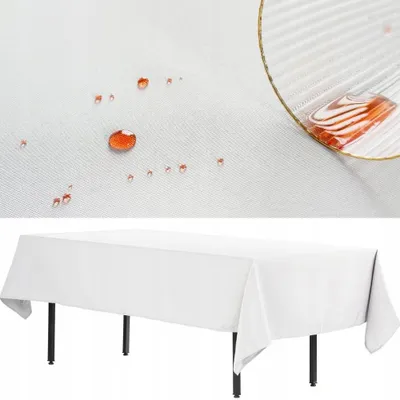 Produktbild von Fleckengerechte Weisse Glatte Tischdecke Für Tisch 200 X 160 Cm, Polyester 180 G