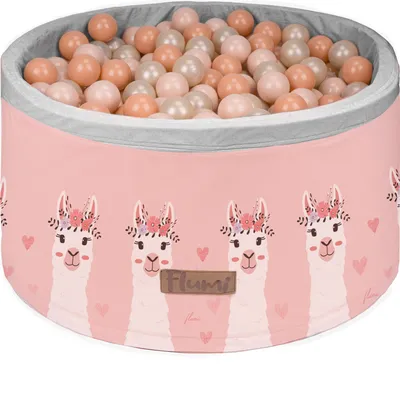 Produktbild von Flumi Bällebad Baby - Bällepool Kinder 90x40cm mit 200 Bällebad Bälle ∅ 7cm in EU hergestellt - Rosa + Pfirsichfarbene Bälle