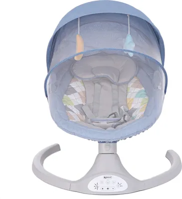 Produktbild von Elektrische Babywippe, Babyschaukel, Babyliege mit 5-Stufiger, Praktisches und intuitive Steuereinheit, Bequeme Schrittgurt, Blau