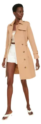 Produktbild von TRENDYOL Damen Camel Archbreaker Detailed Long Trench Coat, Camelfarben, 36 EU