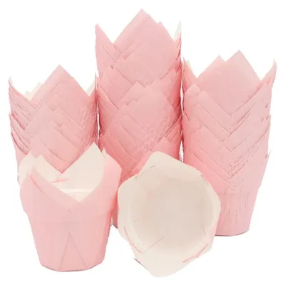 Productafbeelding van Papieren bakvormen - Tulpenvorm, geschikt voor muffins en cupcakes - Vetbestendig - 100 stuks