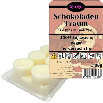 Produktbild von WonderWax Duftwachs Weihnachten Wax Melts für Duftlampe, 6 Kreise Duftmelt Wachsmelt Sojawachs Duftwachs Würfel für Raumdüfte, Wachs Duftöl Winter Indoor Schmelzen für Aromalampe Schokoladentraum