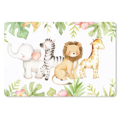 Produktbild von MuchoWow® Schreibtischunterlage Dschungel - Tiere - Aquarellfarbe 60x40 cm - XXL Mauspad - Großes Mauspad