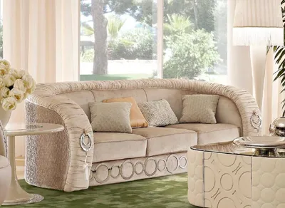 Produktbild von Casa Padrino Luxus Sofa mit Metall Ornamenten Beige / Silber 260 x 103 x H. 80 cm - Luxus Wohnzimmer & Hotel Möbel - Erstklassische Qualität -  Italy