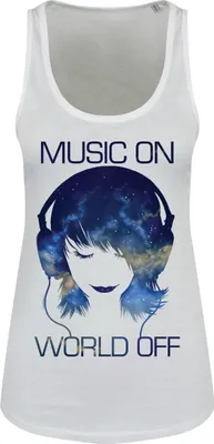 Image de Grindstore Débardeur femme Music On World Off GR1640 (2XL) (Blanc)