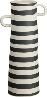 Produktbild von ASA Selection rayu Vase Gestreift, Blumenvase, Dekovase, Steinzeug, Beige / Schwarz, H 28 cm, 84004130