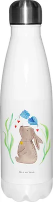 Produktbild von Mr. & Mrs. Panda Thermosflasche Hase Blume - Weiß - Geschenk, trinkflaschen, Kaninchen, Osterdeko, thermosflaschen, Träume, Wasserflasche, Geburtstag, Thermos
