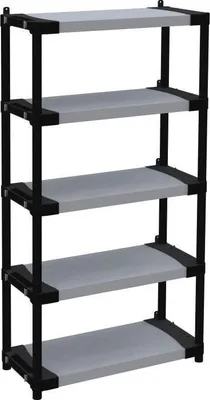 Produktbild von Kunststoffregal, 5 Böden, 80 kg Traglast pro Boden, 80x40x171 cm, Schwarz/Grau