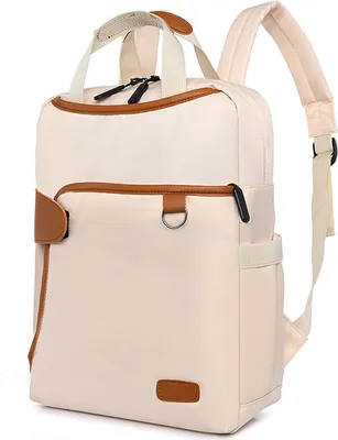 Produktbild von （Beige）Wasserdicht Rucksack Laptop-Rucksack Große Kapazität Freizeitrucksack Anti-Diebstahl Tasche Doppelter Reißverschluss ,für Arbeit draussen Freizeit Schule