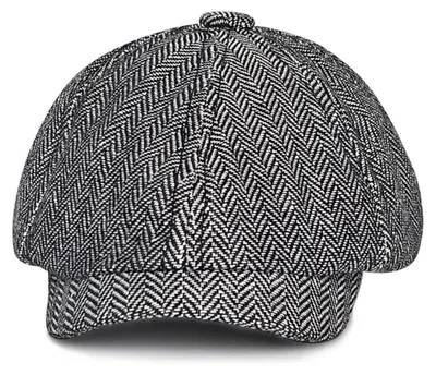 Produktbild von Schiebermütze Herren Winter Gatsby Newsboy Cap 8-Panel Herringbone Hellgrau 55-58 cm