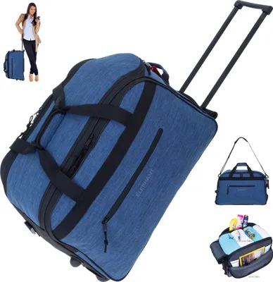 Produktbild von Reisetrolley Weekender Duffle Elephant Travel 55 cm Trolley Reisetasche mit Rollen Saunatasche Damen Herren Trolly Reise Tasche 13030 Blau Schwarz