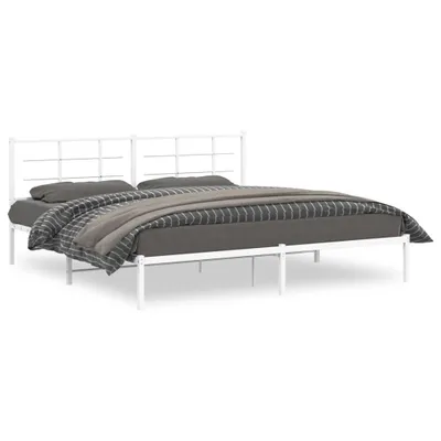 Productafbeelding van vidaXL Bedframe met hoofdeinde, metaal, wit, 193x203 cm