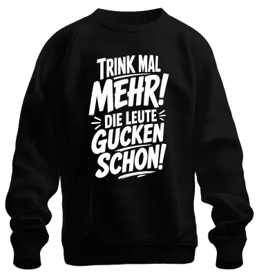 Productafbeelding van "Drink meer" - Statement-trui, ironisch, zwart, maat 3XL