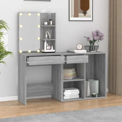 Produktbild von "im Sonderangebot" LED-Schminktisch mit Schrank Grau Sonoma Holzwerkstoff DEMöbel 4531783