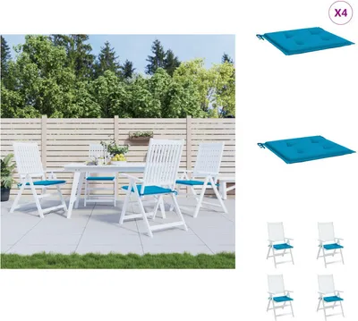 Obrázok produktu pre vidaXL Vankúše na záhradné stoličky 4 ks. Modrá látka Oxford 50x50x3 cm - vankúš na sedenie