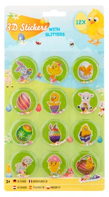 Produktbild von Grafix Ostern 12 3D -Aufkleber mit Glitzer