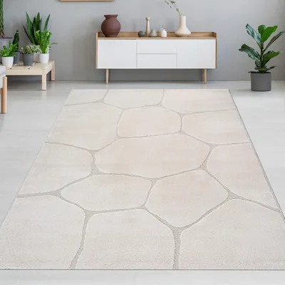 Produktbild von Teppich Wohnzimmer Höheneffekt im abstrakten Muster in creme Größe - 200 x 290 cm