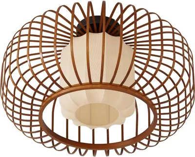 Produktbild von Lindby Deckenleuchte Davella, Ø 50 cm,  Bambus, Textil