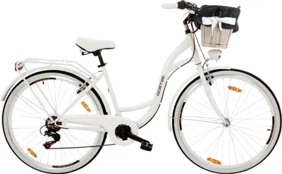 Produktbild von Goetze Mood 28 Zoll City Bike, 18 Zoll ALU Tiefeinsteigerrahmen, 7-Gang Shimano, V-Bremse, LED-Beleuchtung, Komfortsattel, Rattankorb