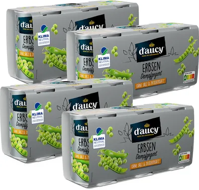 Produktbild von d'aucy Erbsen: Natürliche Frische ohne Salz und Zuckerzusatz 3x110g