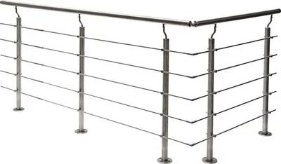 Produktbild von Pertura Geländer-Komplettset Hestia L-Form Edelstahl mit Rundstäbenfür Bodenmontage B: 13 m