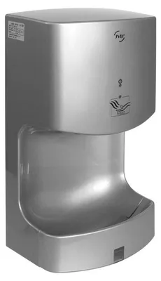 Händetrockner Airwave mit Wasserauffangbehälter und Druckluft aus Kunststoff in metallgrau