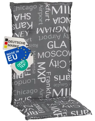 Produktbild von NYVI Gartenstuhl Auflage Hochlehner Barcelona - UV-Beständig, Atmungsaktiv, Strapazierfähig - Hochlehnerauflage Sitzkissen Outdoor - Sitzauflagen für Gartenstühle 118x50cm Städtenamen