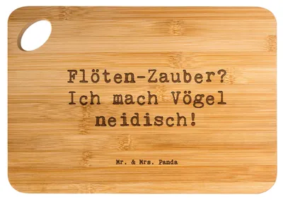 Produktbild von Mr. & Mrs. Panda Schneidebrett Spruch Flöte Zauber - Transparent - Geschenk, Windinstrument, schneidunterlage, Brett, Musikinstrument, Lernen, Frühstücksbrett, Instrument
