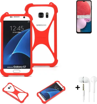 Produktbild von Handy-hülle + Kopfhörer kompatibel mit Samsung Galaxy A13 Schutz-hülle Bumper Silikon Schutz Hülle Cover Case Silikoncase Silikonbumper TPU