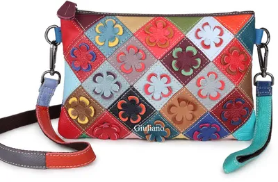 Image de Sac bandoulière en cuir Giuliano, modèle Eleniya - Femme - Fabriqué en Italie - Multicolore