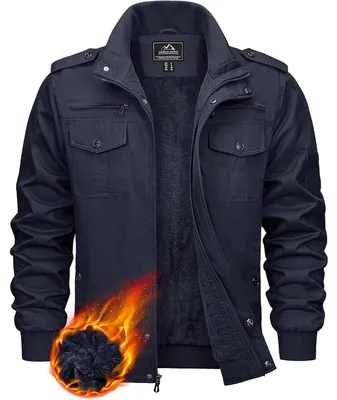 Productafbeelding van Herenfleecejas, wintermodel, met Sherpa-voering, opstaande kraag, donkerblauw