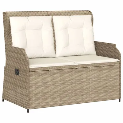Produktbild von vidaXL Gartenbank Verstellbar mit Kissen Beige Poly Rattan