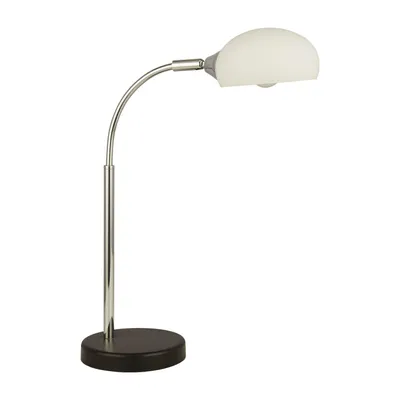 Produktbild von Schreibtischlampe Glas Metall E14 49 cm Chrom Weiß Retro Design Tischlampe