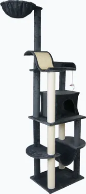 Immagine prodotto di Tiragraffi beige, grigio - MONA - con cuccia, grotta, amaca, tiragraffi, topolino giocattolo, colore: grigio