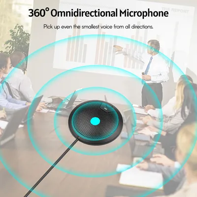 Obrázok produktu pre Stolný kondenzátorový mikrofón USB 360�� Všesmerový mikrofón s 2 m dlhým káblom pre počítačovú videokonferenciu Online vyučovanie Hranie hier Nahrávanie videa Rozhovor