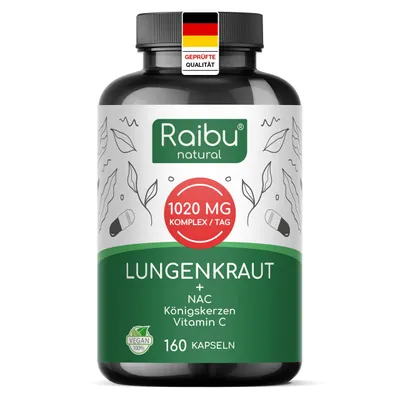 Produktbild von Lungenkraut Kapseln mit NAC, Königskerzen & Vitamin C - RAIBU