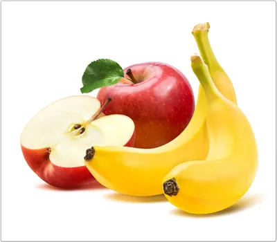 Produktbild von Spritzschutz Herdabdeckplatte Schneidebrett aus Glas Bananen und Äpfel 1-Teilig (60x52cm)