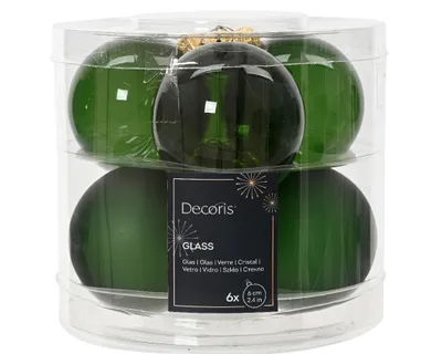 Productafbeelding van Kerstbal glas d6 cm dennengroen 6st kerst Decoris