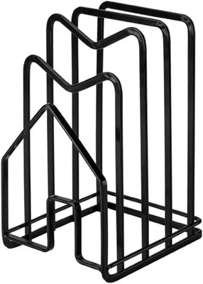 Produktbild von Schneidebrettständer und Topfdeckelhalter, Organizer für die Küchenarbeitsplatte, Aufbewahrungsregal mit Abflussablauf (Schwarz)