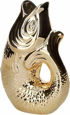 Image de Gift Company Vase Monsieur Carafon S, vase décoratif en forme de poisson, faïence, or, 25.2 cm, 1087403021