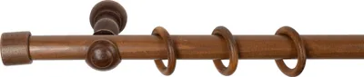 Produktbild von SN Deco - Stilgarnitur Gardinenstange Vorhangstange Cafiro, Holz, Klassikträger offen, 28 mm, 1-Lauf, Komplettset mit Ringen, Farbe Walnuss, 140 cm