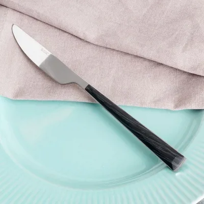 Obrázok produktu pre Elegantná jedálenská vidlička 23 cm z nerezovej ocele, imitácia dreva čierna